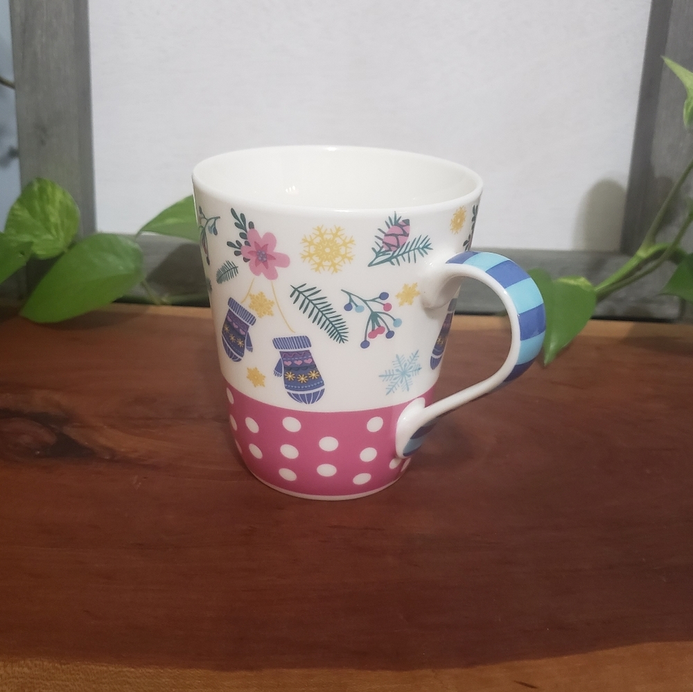 Matilda Jane Coffee Mug Pink dots and mittens Winter